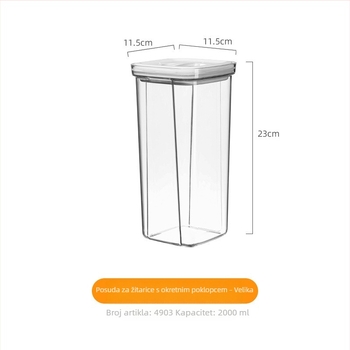 Prozirna plastična kutija za skladištenje hrane, kvadratnog oblika, za žitarice, grickalice i čaj, kapacitet 1–2 L