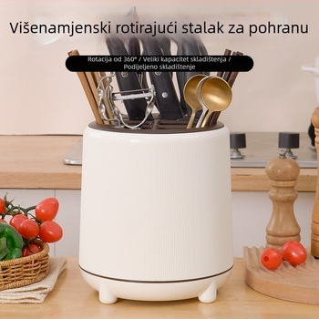 Okretni držač noževa i organizator kuhinjskog pribora za radnu ploču – višenamjenski stalak za nože i pribor