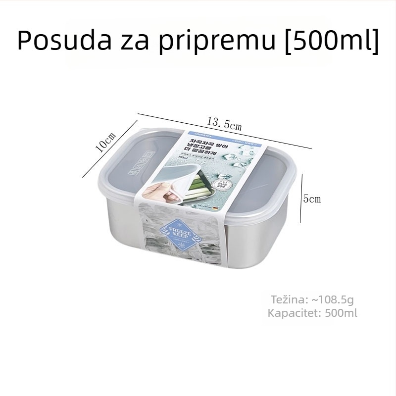Kutija za hranu od 304 nehrđajućeg čelika s brtvenim poklopcem za porcioniranje voća i mesa