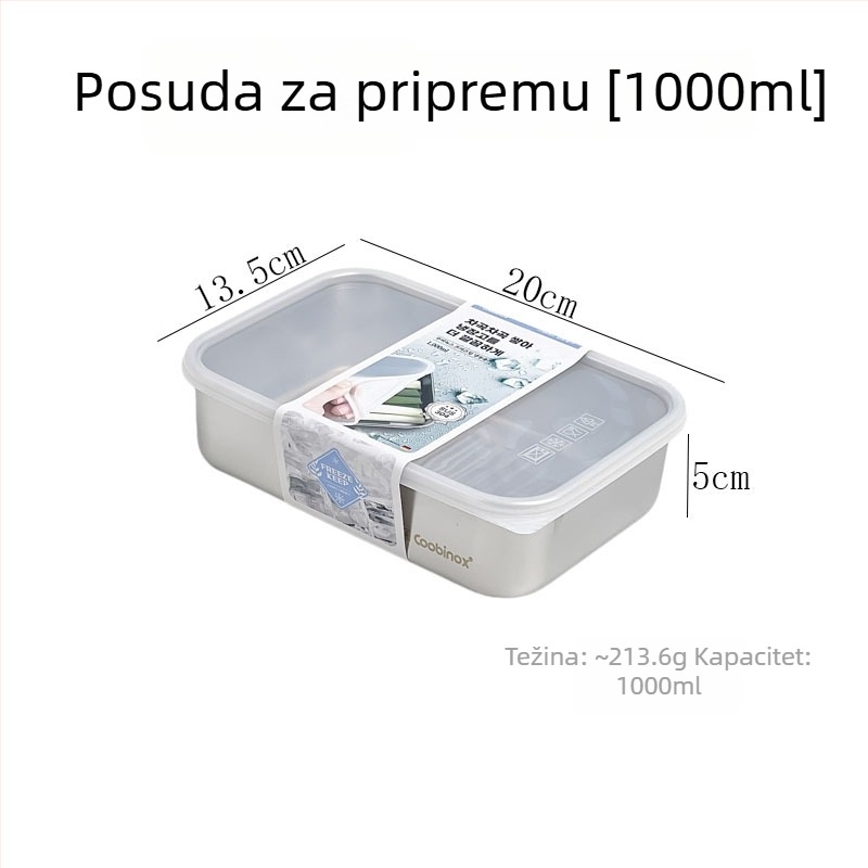Kutija za hranu od 304 nehrđajućeg čelika s brtvenim poklopcem za porcioniranje voća i mesa