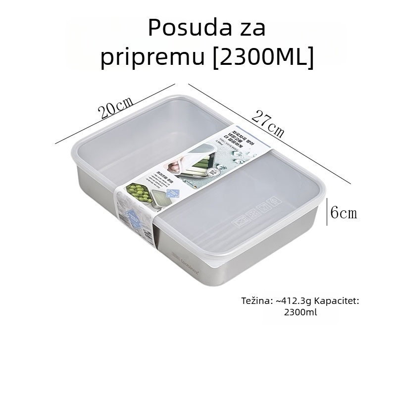 Kutija za hranu od 304 nehrđajućeg čelika s brtvenim poklopcem za porcioniranje voća i mesa