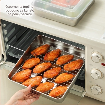 304 nehrđajući čelik, kvadratna višeslojna posuda s odvodom ulja, prehrambene klase, s poklopcem za hladnjak i zamrzivač