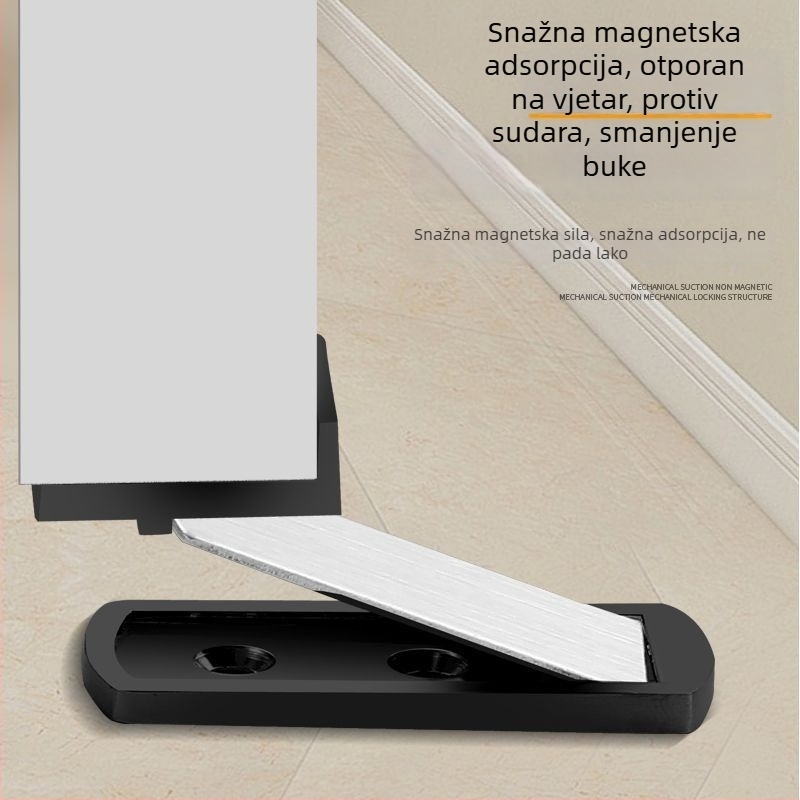 Stakleni magnetski zatvarač za vrata, nevidljiva montaža na pod, novi model s otvorima, otporan na udarce, uski okvir, za spavaću sobu i kupaonu