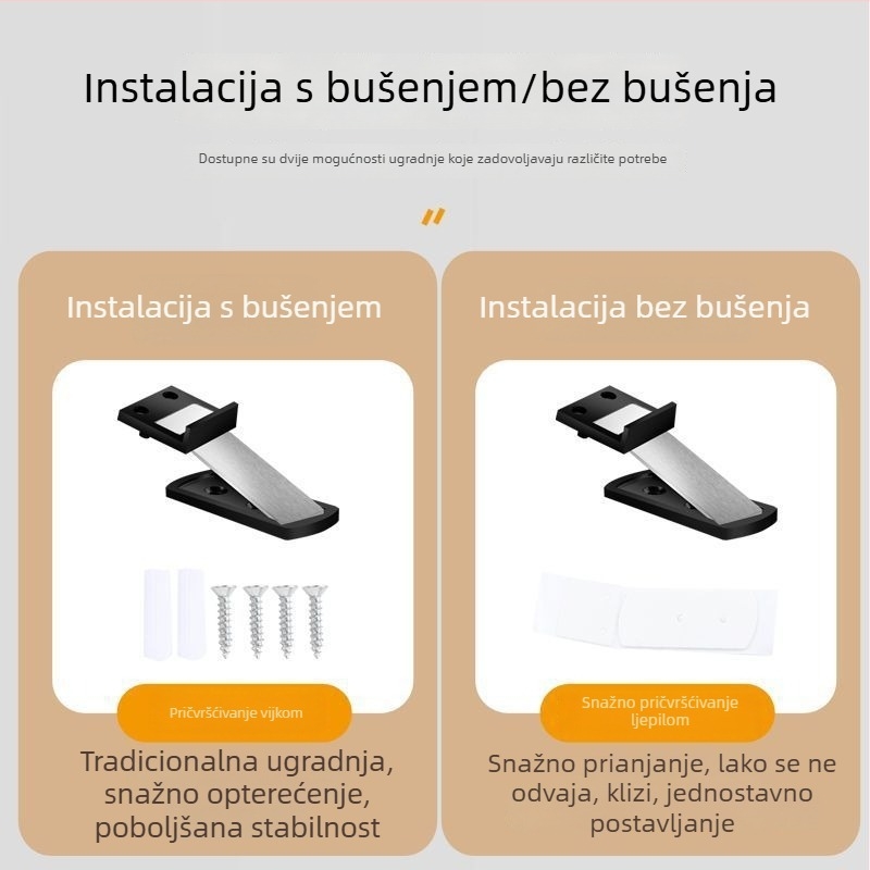 Stakleni magnetski zatvarač za vrata, nevidljiva montaža na pod, novi model s otvorima, otporan na udarce, uski okvir, za spavaću sobu i kupaonu