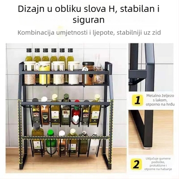 Nagibni stalak za začine na kuhinjskoj radnoj ploči – višeslojni organizator za ulje, sol, umak i ocat