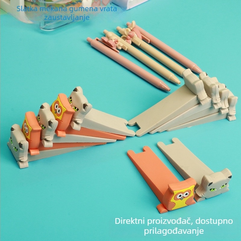 Kreativni PVC zaustavljač vrata s crtić dizajnom, mekani gumeni štitnik, protuklizno, montaža na pod