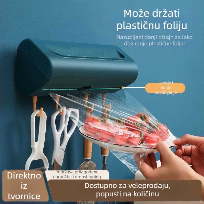 Organizator folije za hranu za kuhinju, zidni bez bušenja, višenamjenski spremnik za pohranu