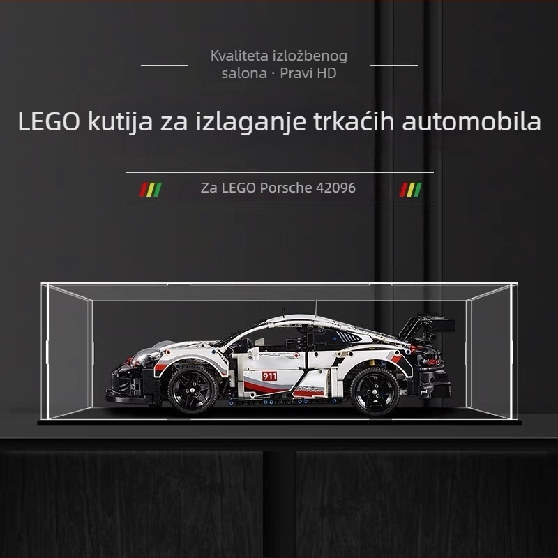Prozirna akrilna kutija za izlaganje bez ljepila, 42096, za LEGO Porsche 911 RSR model, zaštita od prašine