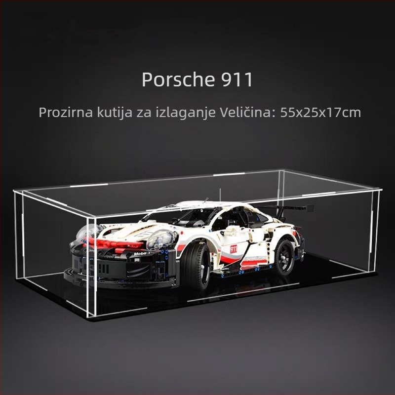 Prozirna akrilna kutija za izlaganje bez ljepila, 42096, za LEGO Porsche 911 RSR model, zaštita od prašine