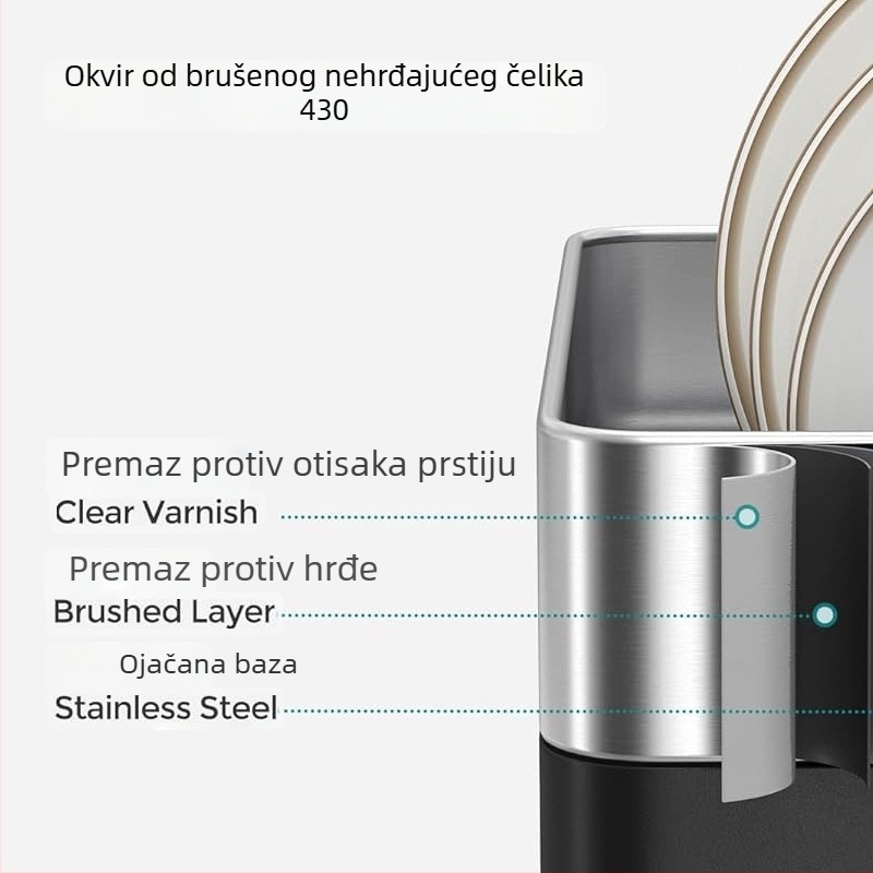 Stalak za odvodnju posuđa od nehrđajućeg čelika – veliki kapacitet, kuhinjski organizator za zdjele i pribor