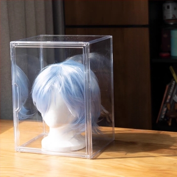 Prozirni akrilni ormarić za pohranu perika s poklopcem, prašinu štiti, za cosplay anime i rekvizite 2D