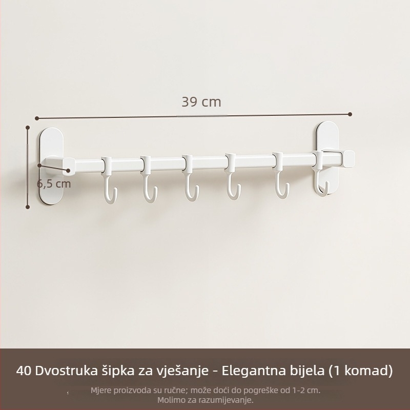 Zidni kuhinjski držač s kukicama za lonce, poklopce, špatule i pribor