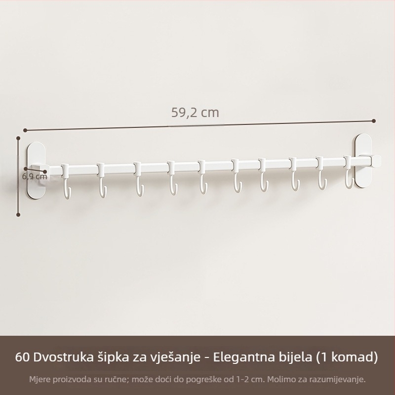 Zidni kuhinjski držač s kukicama za lonce, poklopce, špatule i pribor