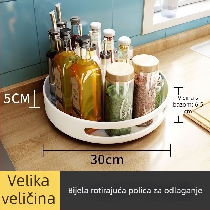 Rotirajući kutni stalak za začine na kuhinjskom pultu, dvostruki sloj za pohranu začina, ulja, soli, umaka i boca octa