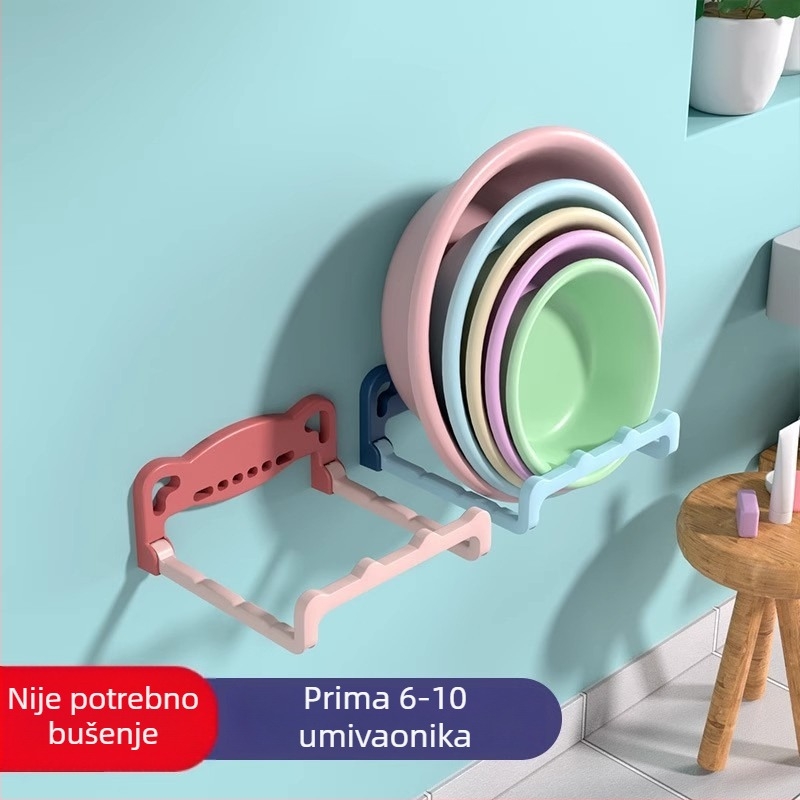 Zidni nosač za umivaonik bez bušenja – organizator kupaonice s kukama, polica za umivaonik, pogodna za kuhinju