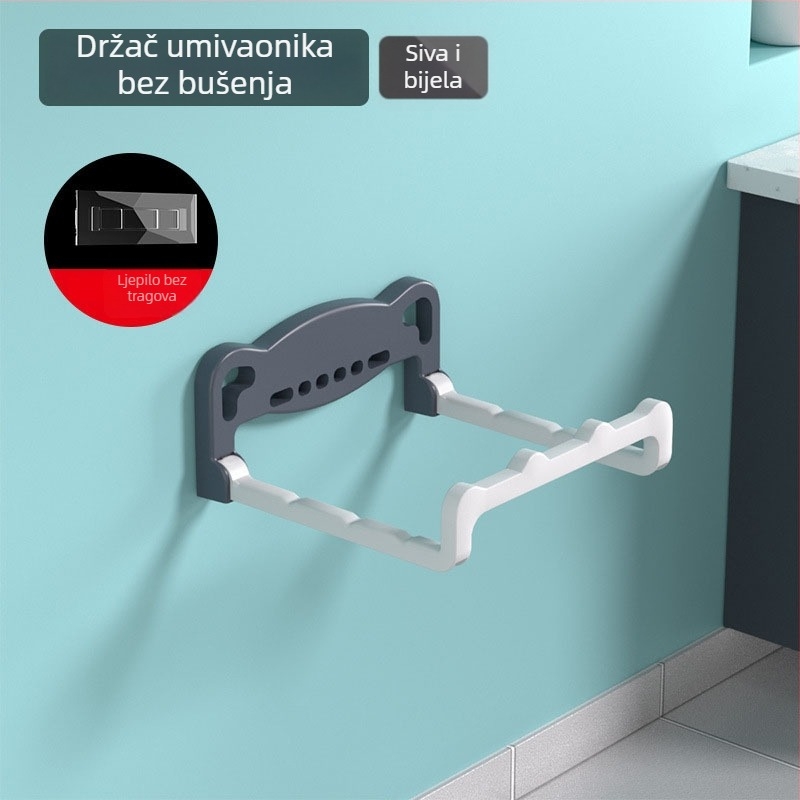 Zidni nosač za umivaonik bez bušenja – organizator kupaonice s kukama, polica za umivaonik, pogodna za kuhinju