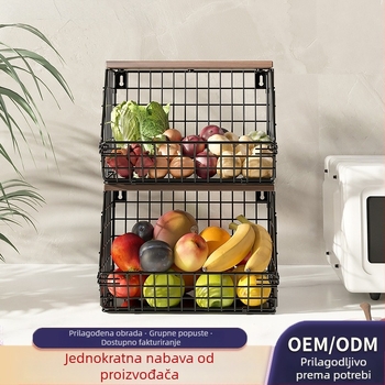 Zidni metalni kuhinjski stalak za skladištenje – višenamjenski, stohirajuće košarice za voće i povrće