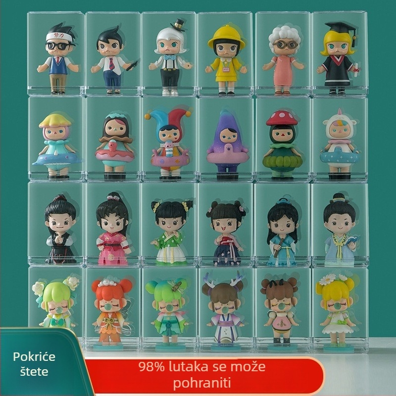 Prozirna akrilna kutija za figurice i modele od blokova, kutija za pohranu otporna na prašinu za anime lutke