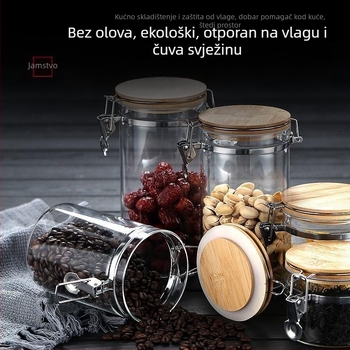 Staklena posuda za skladištenje sa zatvaračem na kopču, prozirna, kuhinja, za čuvanje žitarica, suhih namirnica i grickalica