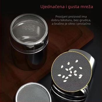 Nehrđajući čelični sprej za prah s finom mrežicom, za kakao i kavu, okrugli kuhinjski alat za pečenje