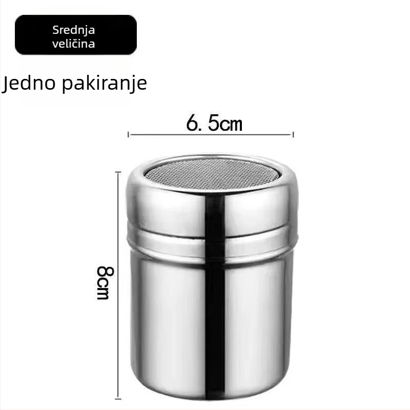 Nehrđajući čelični sprej za prah s finom mrežicom, za kakao i kavu, okrugli kuhinjski alat za pečenje