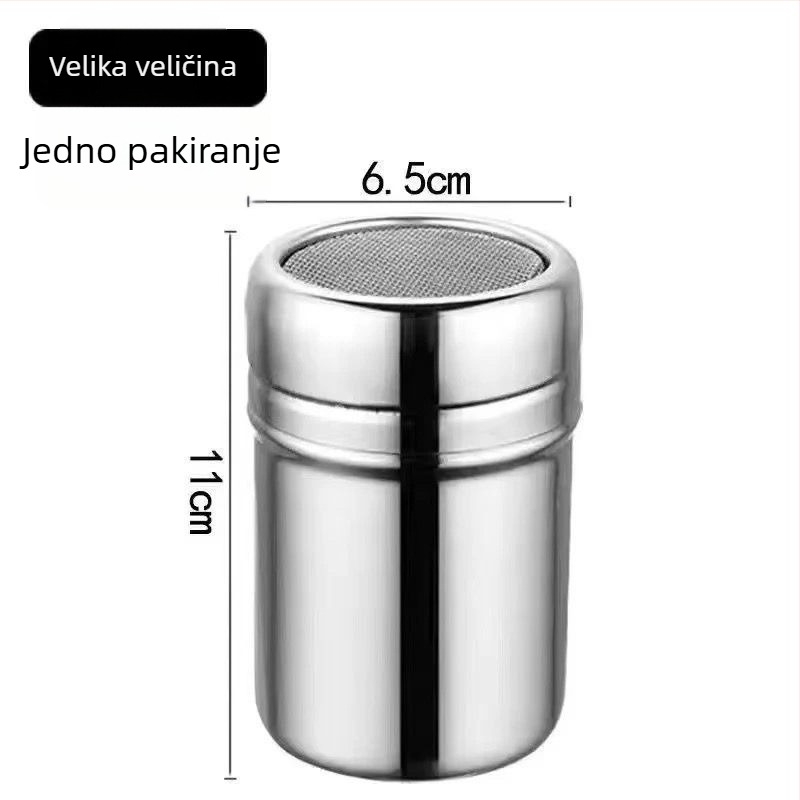 Nehrđajući čelični sprej za prah s finom mrežicom, za kakao i kavu, okrugli kuhinjski alat za pečenje