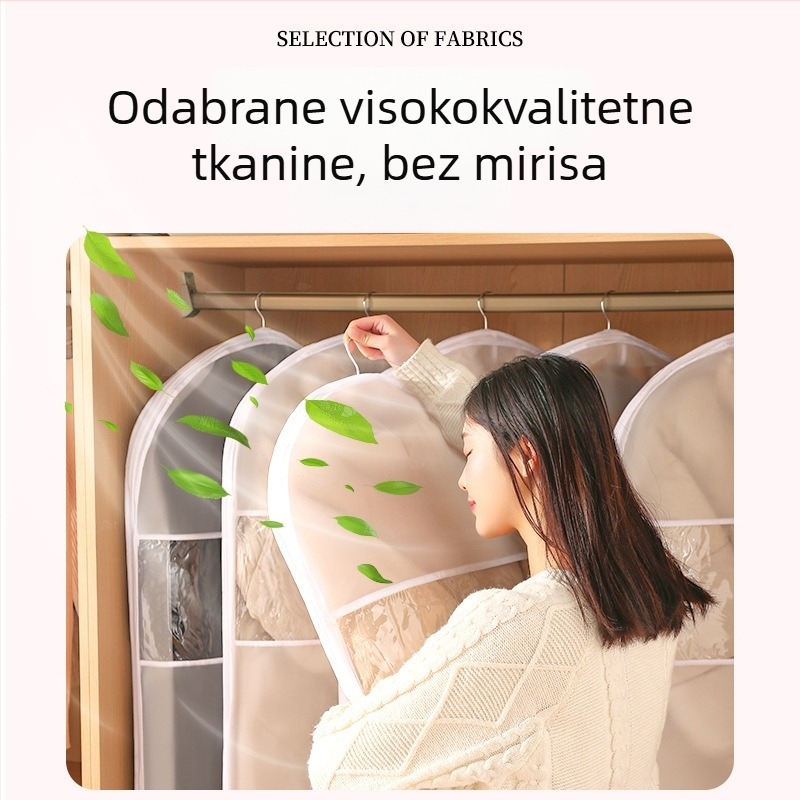 Kompaktni zaštitnik od prašine za odjeću, prozirna viseća torba za odjeću, vodootporan i otporan na vlagu zaštitni omot za kapute s prozirnim prozorom