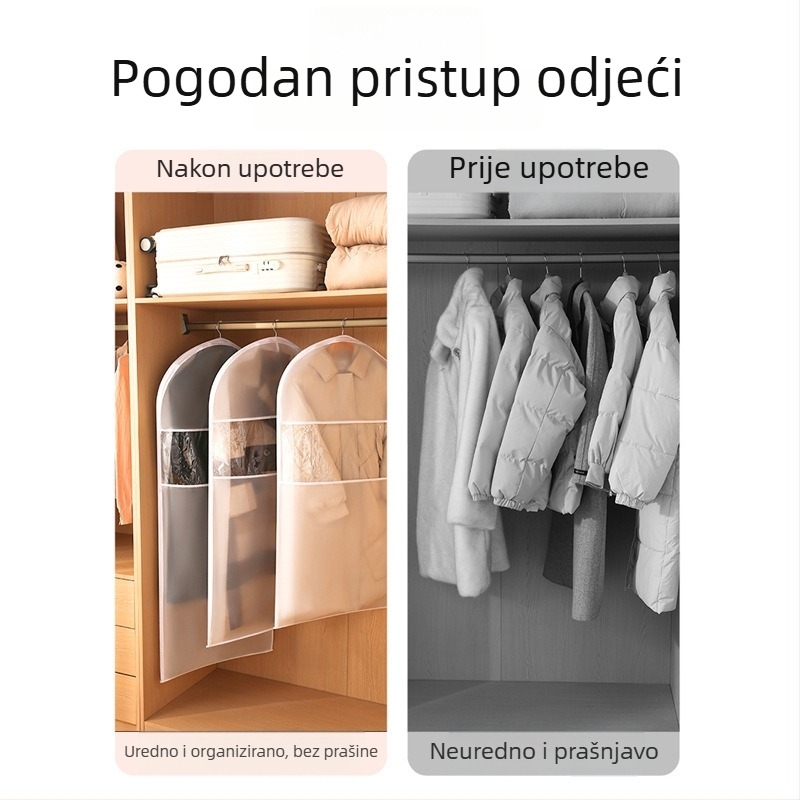 Kompaktni zaštitnik od prašine za odjeću, prozirna viseća torba za odjeću, vodootporan i otporan na vlagu zaštitni omot za kapute s prozirnim prozorom