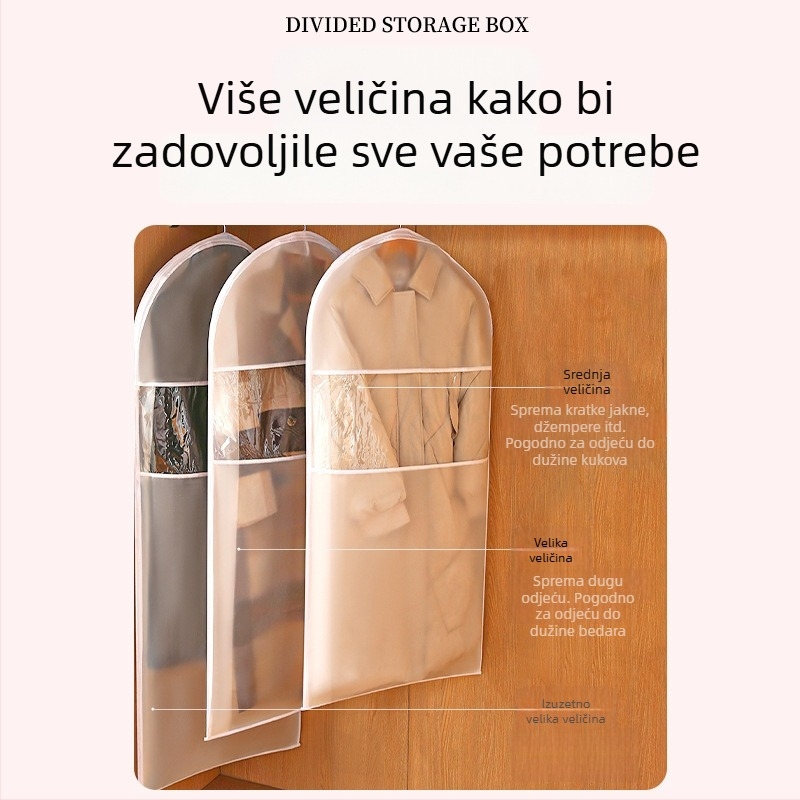 Kompaktni zaštitnik od prašine za odjeću, prozirna viseća torba za odjeću, vodootporan i otporan na vlagu zaštitni omot za kapute s prozirnim prozorom