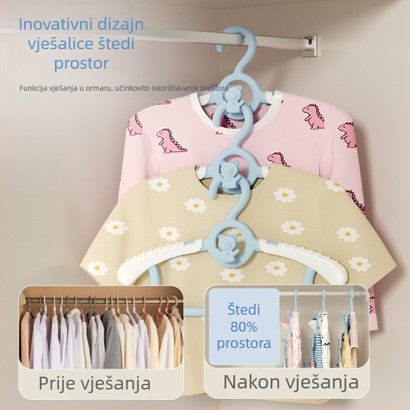 Višefunkcionalna dječja vješalica za odjeću, sklopiva i proširiva, protuklizna
