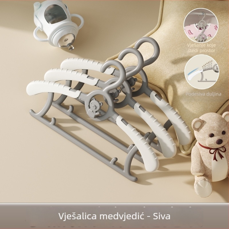Višefunkcionalna dječja vješalica za odjeću, sklopiva i proširiva, protuklizna