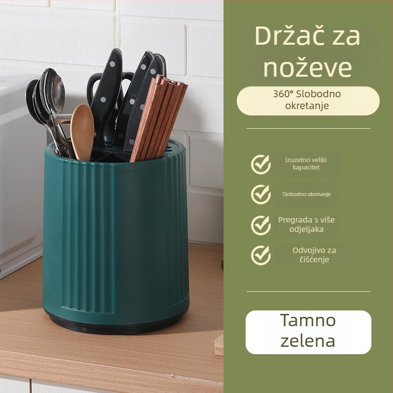 Okretni stalak za nože i kućanske potrepštine, bez bušenja, stolni višenamjenski nosač, kremasti završetak