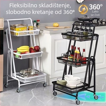 Šesteroetažni podni regal za skladištenje, prijenosni kuhinjski kolica