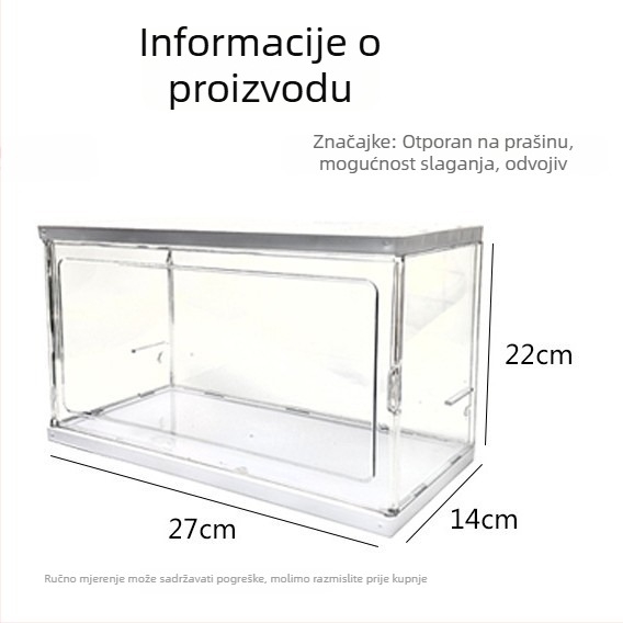 Kutija za skladištenje plišanih igračaka, prozirna akrilna vitrina za 20 cm lutku, zaštita od prašine