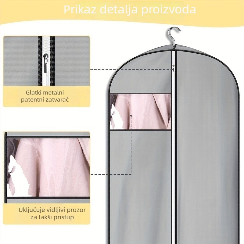 Zaštitna navlaka za odjeću protiv prašine, debeli netkani materijal, pogodna za haljine, kapute i svadbene haljine
