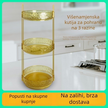 Trostruki rotirajući organizator za pohranu s uzorkom ledenog glečera – za kuhinju, kozmetiku i nakit, stolni, pokretni