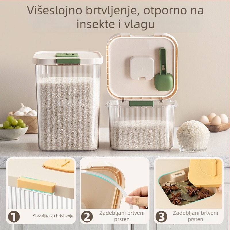 Spremnik za rižu za skladištenje s čvrstim poklopcem, zaštita od vlage i štetnika, kapacitet 10 L