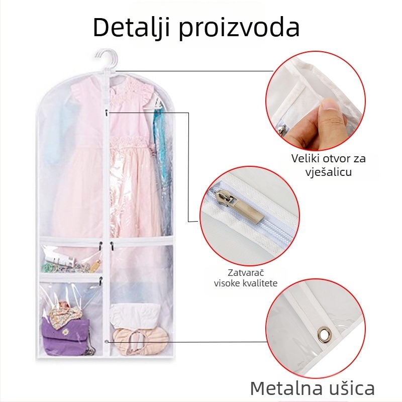 Xizilan PEVA zaštitna torba za odjeću s prozirnim prozorom, crna
