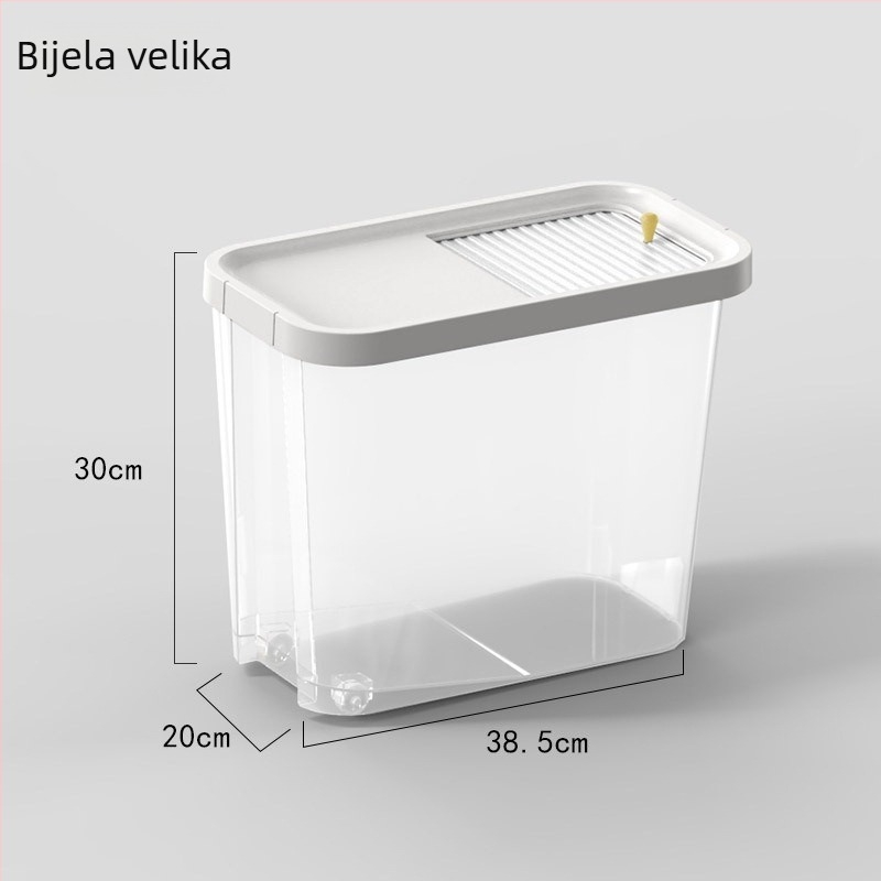 Klizni spremnik za rižu s kotačićima, 10 L, prehrambene kvalitete, otporan na vlagu, mjerica, skladište hrane za kućne ljubimce, kuhinjski spremnik za rižu s uskim stranama