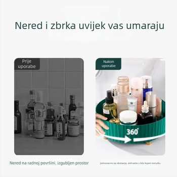 Kuhinjski stalak za začine s rotirajućim pladnjem – stolni prostor za ulje, sol, umak i ocat, višenamjenski organizator