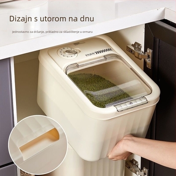 Spremnik za skladištenje riže i brašna, 9–10 L, PP, otporan na vlagu i štetnike, zatvoren kuhinjski spremnik
