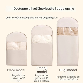 Satenasta vreća za vješanje s kompresijom i zaštitom od prašine za sezonsku odjeću i perjane jakne