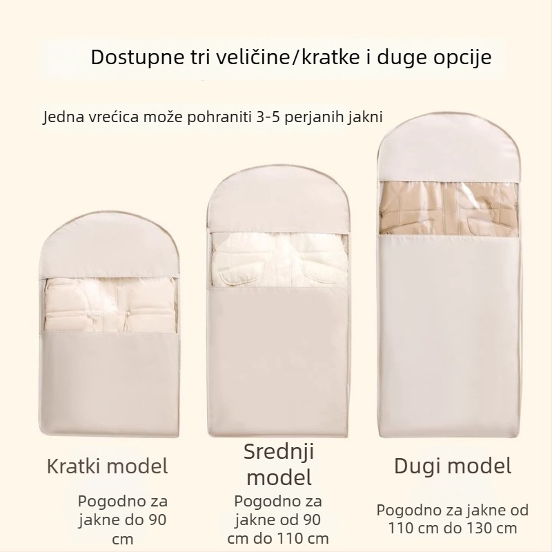 Satenasta vreća za vješanje s kompresijom i zaštitom od prašine za sezonsku odjeću i perjane jakne
