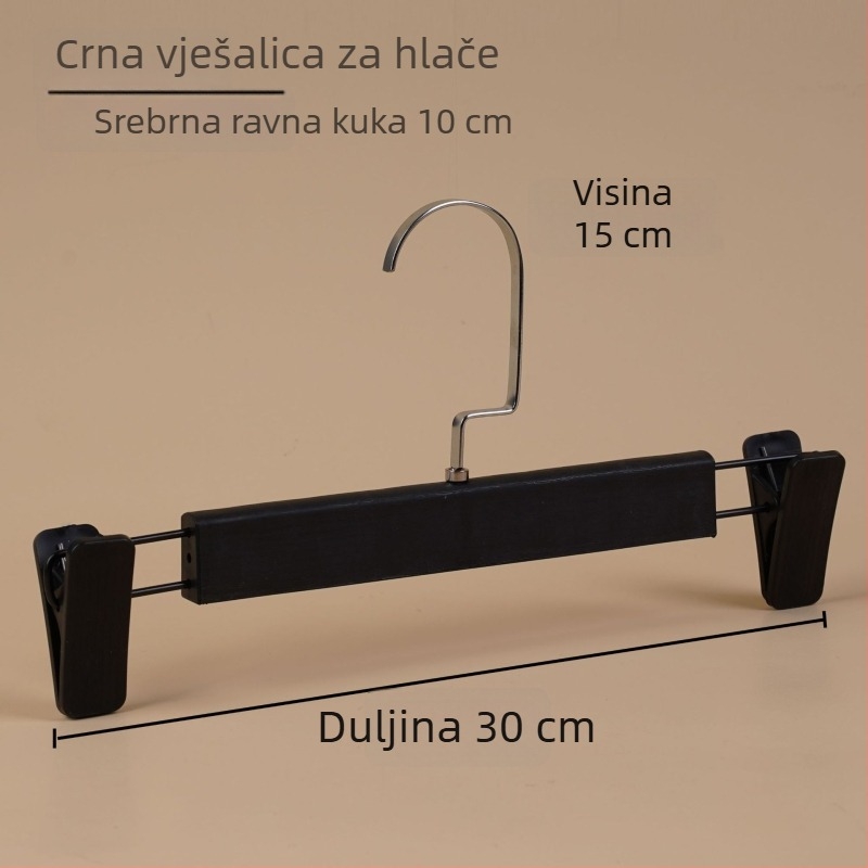 Crna plastična vješalica za odjeću s imitacijom drveta, protuklizna, za odrasle, unisex, prilagodljiva