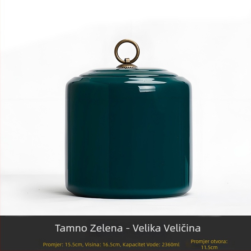 Velika keramička posuda za čaj s hermetičkim zatvaračem, za kućnu upotrebu, otporna na vlagu, pogodan za pakiranja od 0,5 kg Dragon Well, bijelog čaja i crnog čaja
