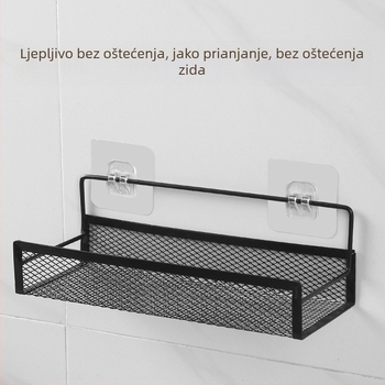 Zidni regal za kuhinju i kupaonu, bez bušenja, polica od željeza s kukama