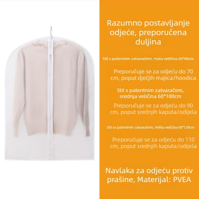PEVA prozirna vrećica za odjeću, zaštita od prašine za sakoa i kapute