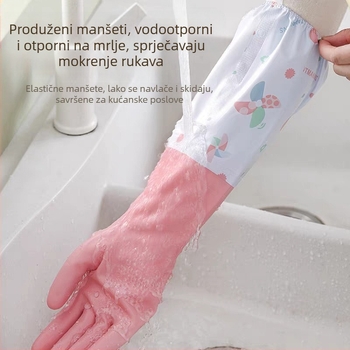 Proširene kuhinjske rukavice za pranje posuđa, izdržljive, s flis podstavom, vodootporne za pranje rublja i kućanske poslove