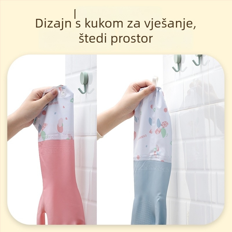 Proširene kuhinjske rukavice za pranje posuđa, izdržljive, s flis podstavom, vodootporne za pranje rublja i kućanske poslove
