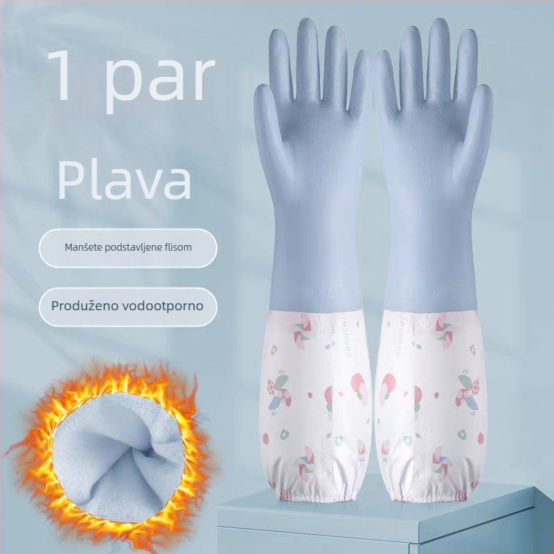 Proširene kuhinjske rukavice za pranje posuđa, izdržljive, s flis podstavom, vodootporne za pranje rublja i kućanske poslove